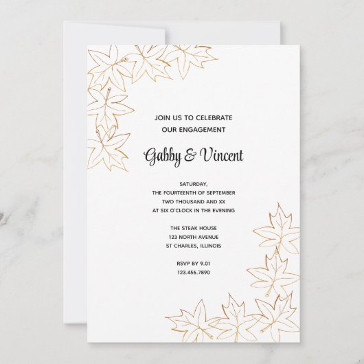 Maple Leaf Edge Fall Engagement Party Invitation Kaart (Voorkant)