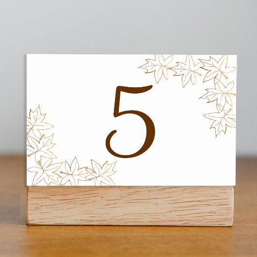 Maple Leaf Edge Fall Trouwtafel Nummers Kaart