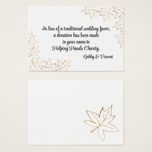 Maple Leaf Edge Fall Wedding Charity Favor Kaart (Voorkant /achterkant)