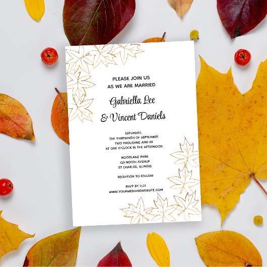 Maple Leaf Edge Fall Wedding Invitation Kaart