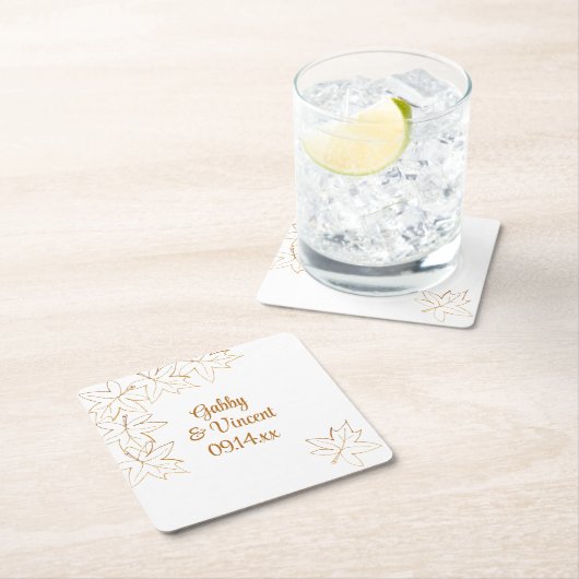 Maple Leaf Edge Wedding Kartonnen Onderzetters (Insitu)