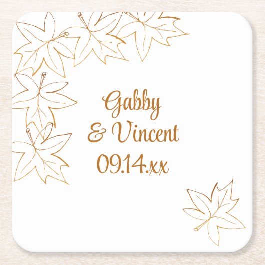 Maple Leaf Edge Wedding Kartonnen Onderzetters (Voorkant)