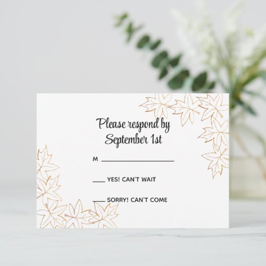 Maple Leaf Edge Wedding RSVP Response Kaart (Staand voorkant)