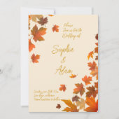 maple leaf Fall Leaves Autumn Wedding Invitation Kaart (Voorkant)