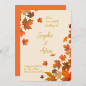 maple leaf Fall Leaves Autumn Wedding Invitation Kaart (Voorkant / Achterkant)