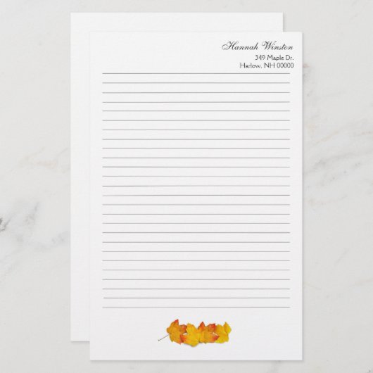 Maple Leaf Gepersonaliseerde Herfst Thema Schrijfp Briefpapier (Voorkant / Achterkant)