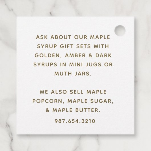 Maple Leaf Gold Maple Syrup Label fancy grens (Achterkant)