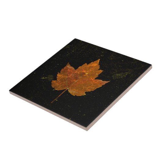 Maple Leaf Gold Yellow Black Country Herfst Textur Tegeltje (Zijkant)