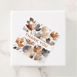 Maple Leaf Grijs Bruin Herfst Huwelijksgunst Label