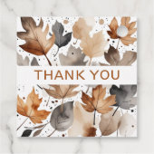 Maple Leaf Grijs Bruin Herfst Huwelijksgunst Label (Achterkant)