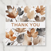 Maple Leaf Grijs Bruin Herfst Huwelijksgunst Label (Voorkant)