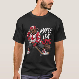 Maple Leaf Grind – Canadese hockeybever T-shirt