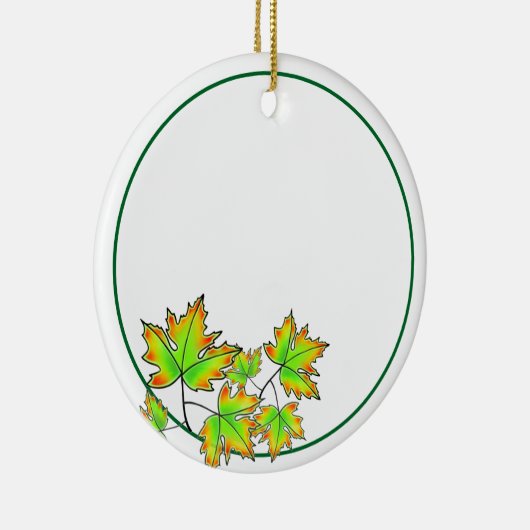 Maple Leaf groen geel sinaasappel aanpasbaar Keramisch Ornament (Rechts)