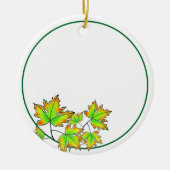 Maple Leaf groen geel sinaasappel aanpasbaar Keramisch Ornament (Voorkant)