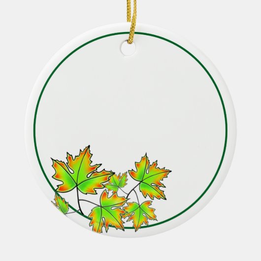 Maple Leaf groen geel sinaasappel aanpasbaar Keramisch Ornament (Voorkant)