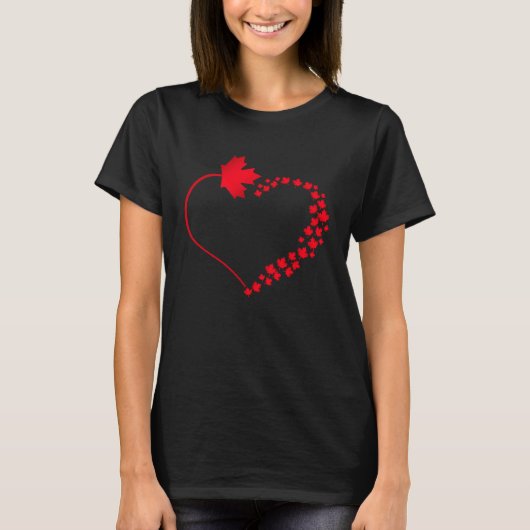 Maple Leaf Heart Canada Pride Vakantie Reizen Cana T-shirt (Voorkant)
