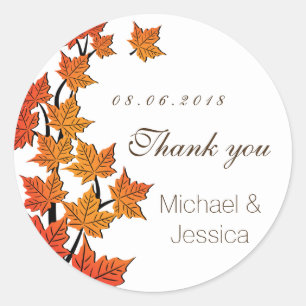 Maple Leaf Herfst Autumn Wedding Sticker White