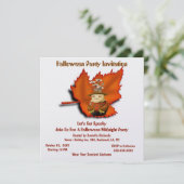 Maple Leaf Herfst Halloween Midnight Party Kaart (Staand voorkant)
