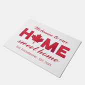 Maple Leaf Home Sweet Home Familienaam Deurmat (Schuin)