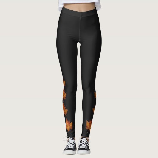 Maple Leaf Leggings Aangepaste Canada Leggings & C (Voorkant)