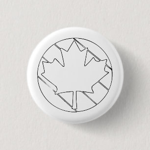 Maple Leaf lijn tekening Ronde Button 3,2 Cm