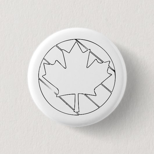 Maple Leaf lijn tekening Ronde Button 3,2 Cm (Voorkant)