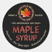 Maple Leaf Logo Leaf en State Name Syrup Label (Voorkant)