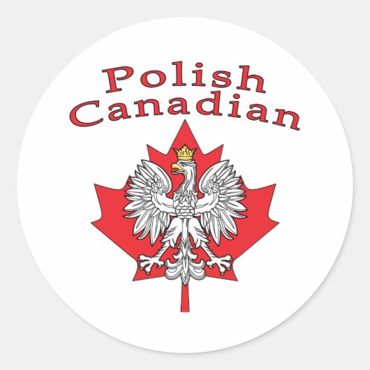 Maple Leaf met Poolse Canadese Ronde Sticker (Voorkant)
