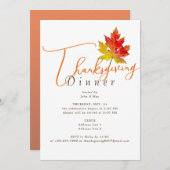 Maple Leaf Minimal Herfst Thanksgiving Dinner Feas Kaart (Voorkant / Achterkant)