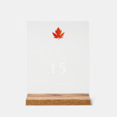 Maple Leaf Modern Elegant Script Trouwtafel No. Acryl Bord (Voorkant)