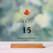 Maple Leaf Modern Elegant Script Trouwtafel No. Acryl Bord (Neutraal)