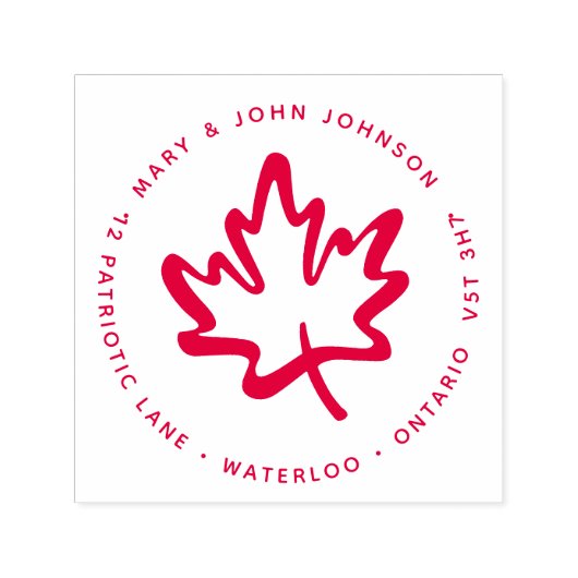Maple Leaf Modern Retouradres Canada Circle Zelfinktende Stempel (Design)