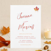 Maple Leaf Monogram Script Casual Fall Wedding Kaart