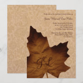 Maple Leaf Monogrammed Rehearsal Dinner Invite Kaart (Voorkant / Achterkant)
