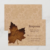 Maple Leaf Monogrammed RSVP Kaartje (Voorkant / Achterkant)
