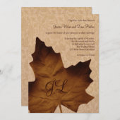Maple Leaf Monogrammed Wedding Invitation Kaart (Voorkant / Achterkant)