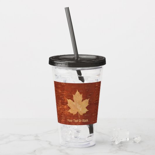 Maple Leaf on Inner Birch Bark Acryl Drinkbeker (Voorkant ijs)