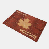 Maple Leaf on Inner Birch Bark Deurmat (Schuin)