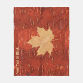 Maple Leaf on Inner Birch Bark Fleece Deken (Voorkant)
