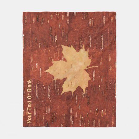 Maple Leaf on Inner Birch Bark Fleece Deken (Voorkant)