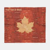 Maple Leaf on Inner Birch Bark Fleece Deken (Voorkant (Horizontaal))
