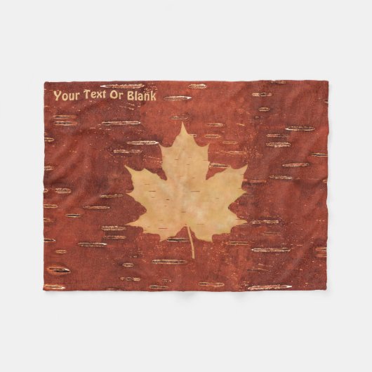 Maple Leaf on Inner Birch Bark Fleece Deken (Voorkant (Horizontaal))