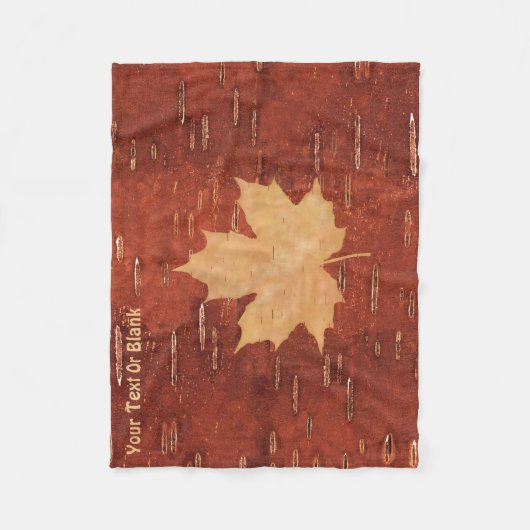 Maple Leaf on Inner Birch Bark Fleece Deken (Voorkant)