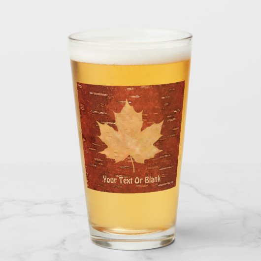 Maple Leaf on Inner Birch Bark Glas (Voorkant gevuld)