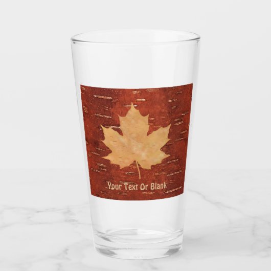 Maple Leaf on Inner Birch Bark Glas (Voorkant)