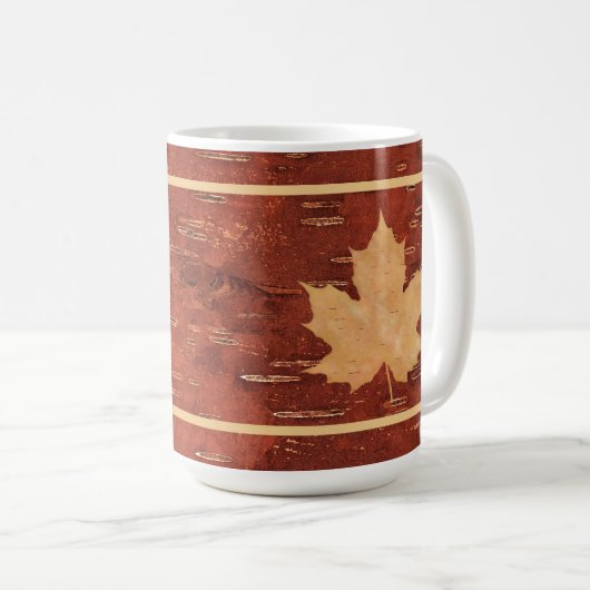 Maple Leaf on Inner Birch Bark Koffiemok (Voorkant rechts)