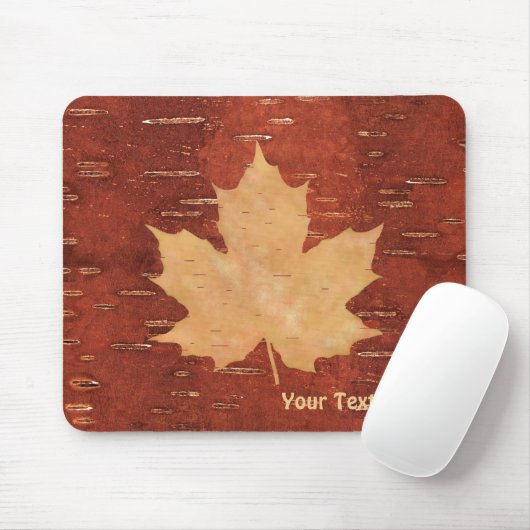 Maple Leaf on Inner Birch Bark Muismat (Met muis)