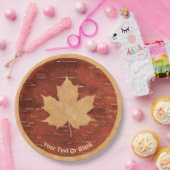 Maple Leaf on Inner Birch Bark Papieren Bordje (Feest)