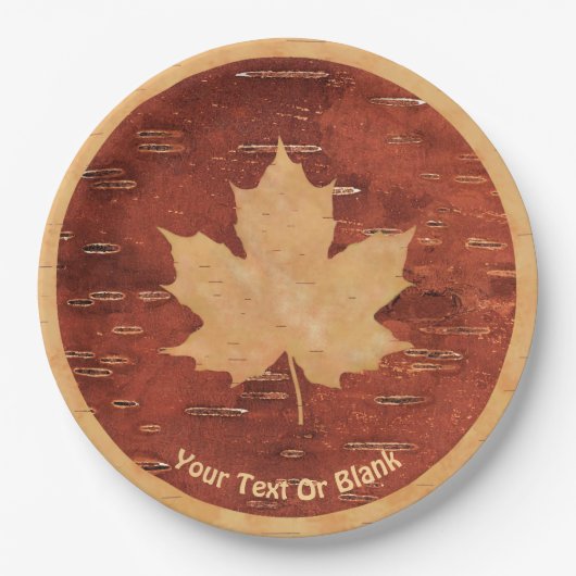 Maple Leaf on Inner Birch Bark Papieren Bordje (Voorkant)