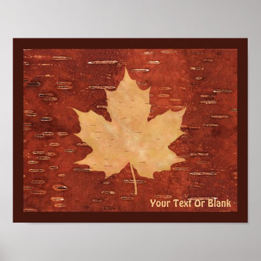 Maple Leaf on Inner Birch Bark Poster (Voorkant)